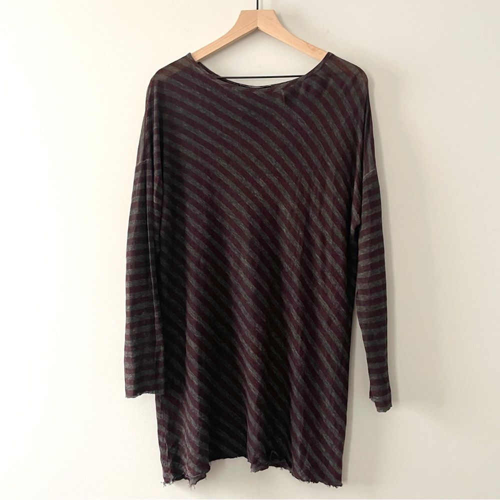 Umit Unal Lightweight Knit Stripe Viscose Pullover Tunic Long Sleeve Lagenlook